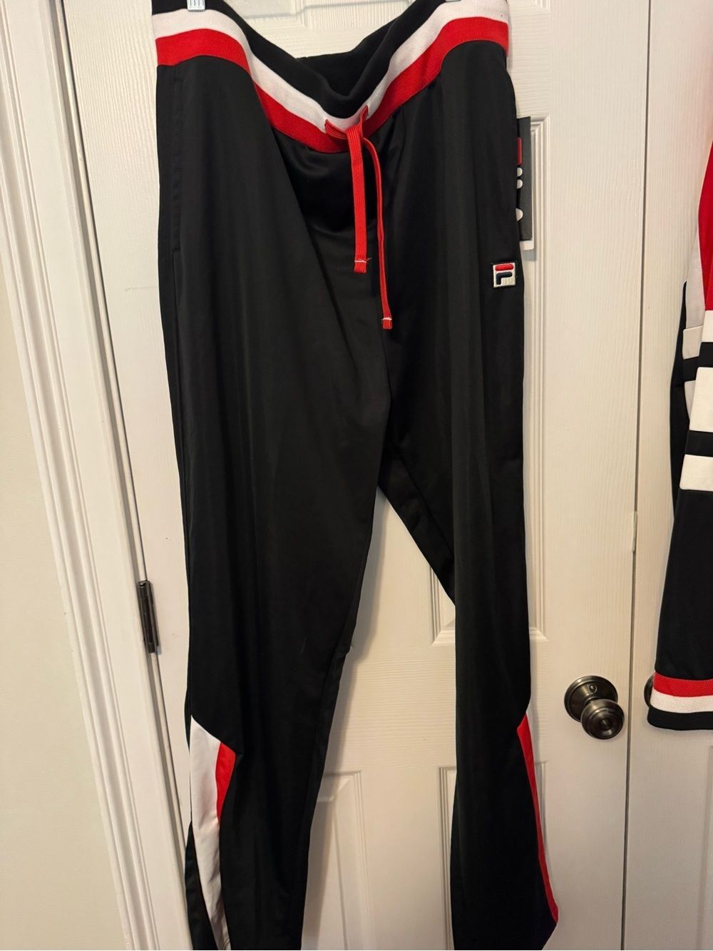 NWT Fila Heritage Track Pants Mens XL Red Black White Joggers Athleisure Retro